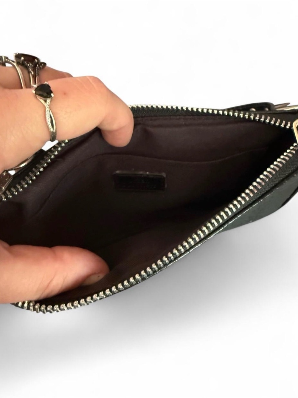 Dolls Kill Black Spiked Croc-Embossed Mini Bag - Picture 2 of 3